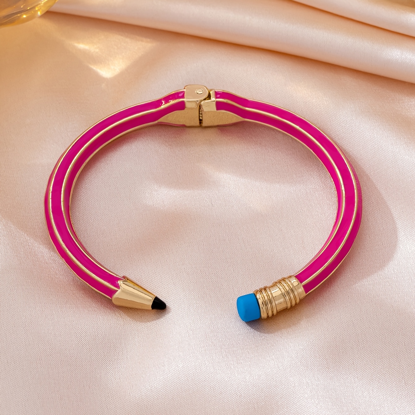 Unique College-Style Pencil-Shaped Alloy Adjustable Bangle Bracelet